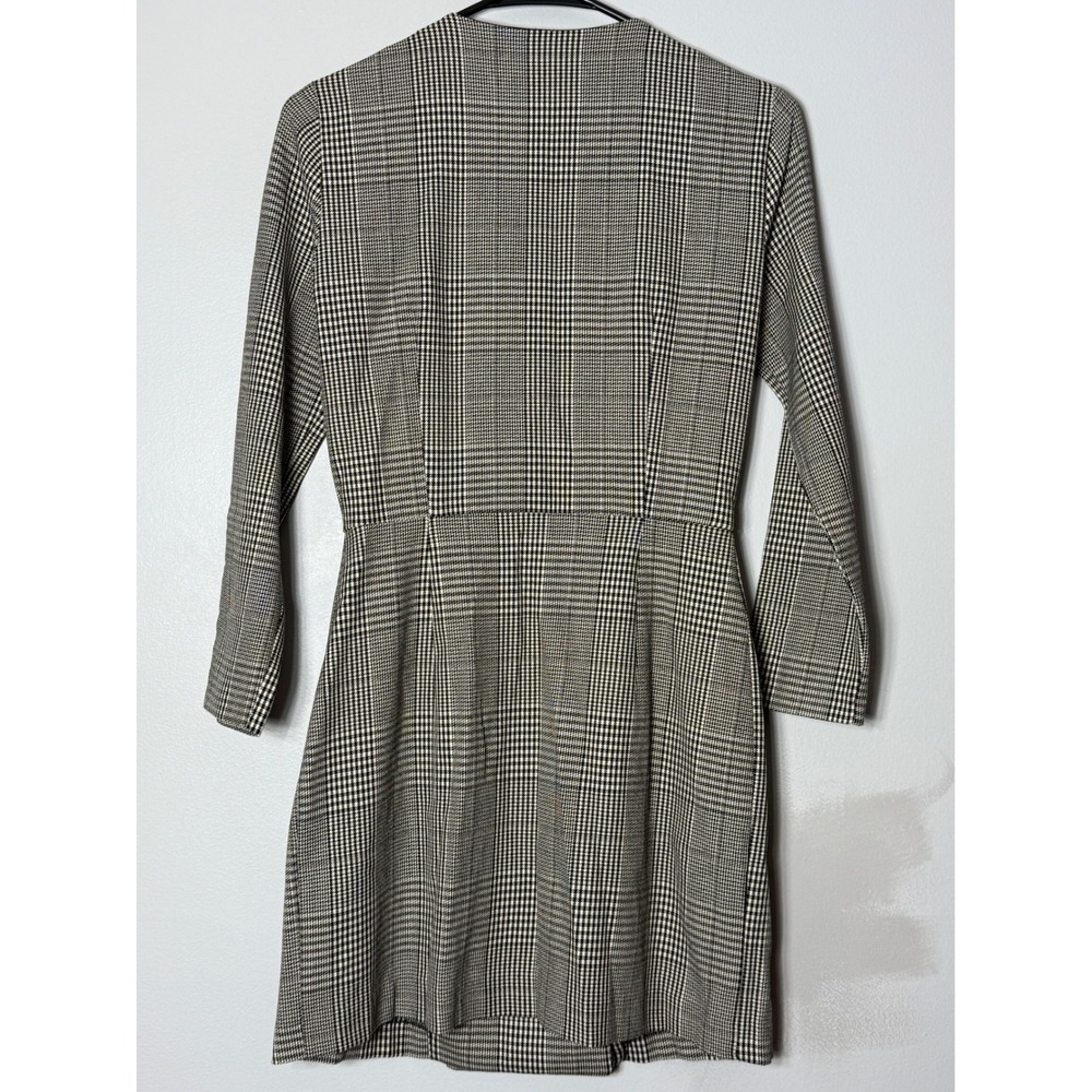 Zara TRF Glen Plaid Blazer Dress Black White Double Breasted Mini XS 7385/323 - Picture 4 of 9